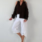 Bluse mit cold shoulder Detail - schoko