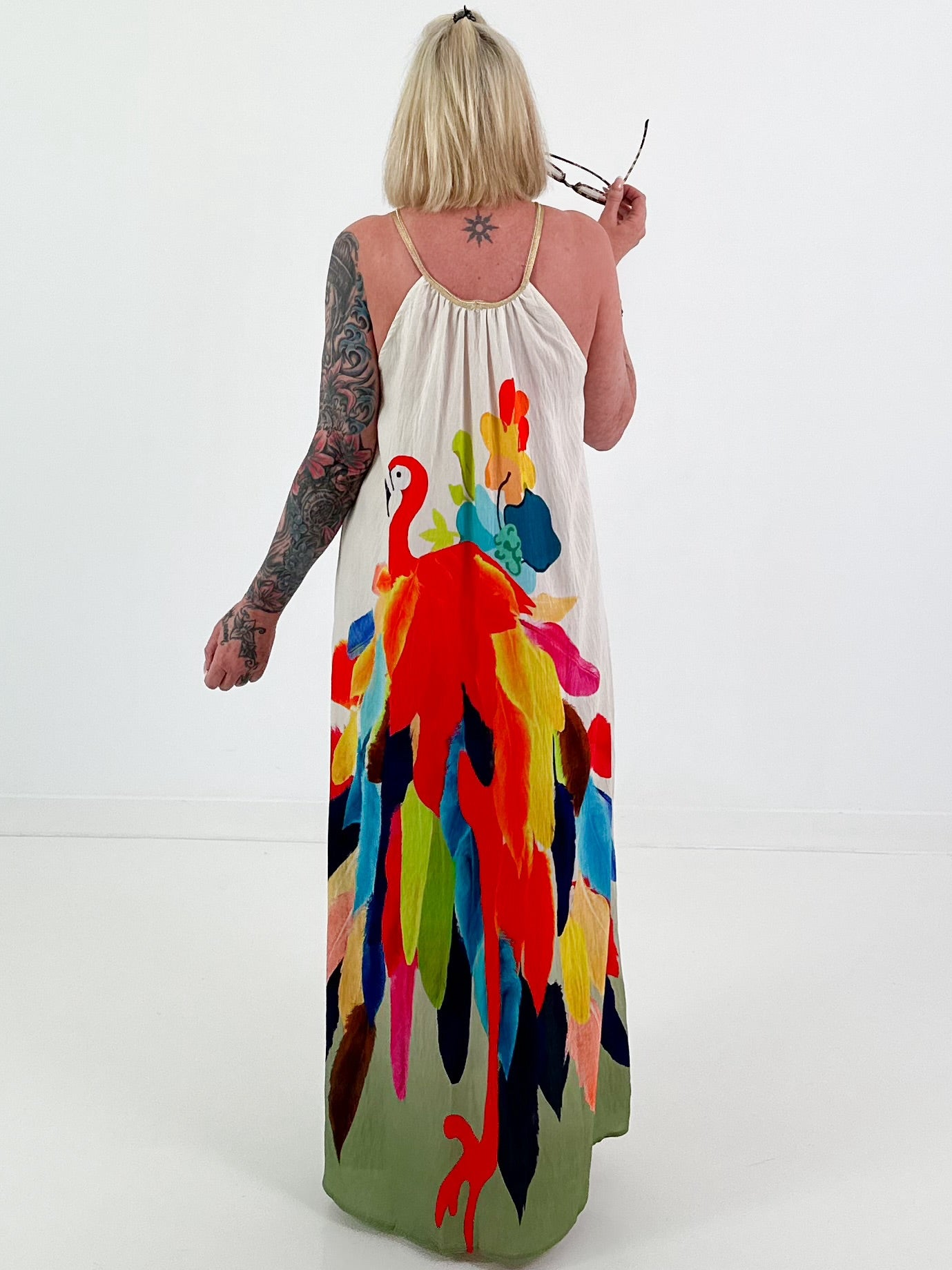 Kleid mit Print und Farbverlauf - khaki-mehrfarbig