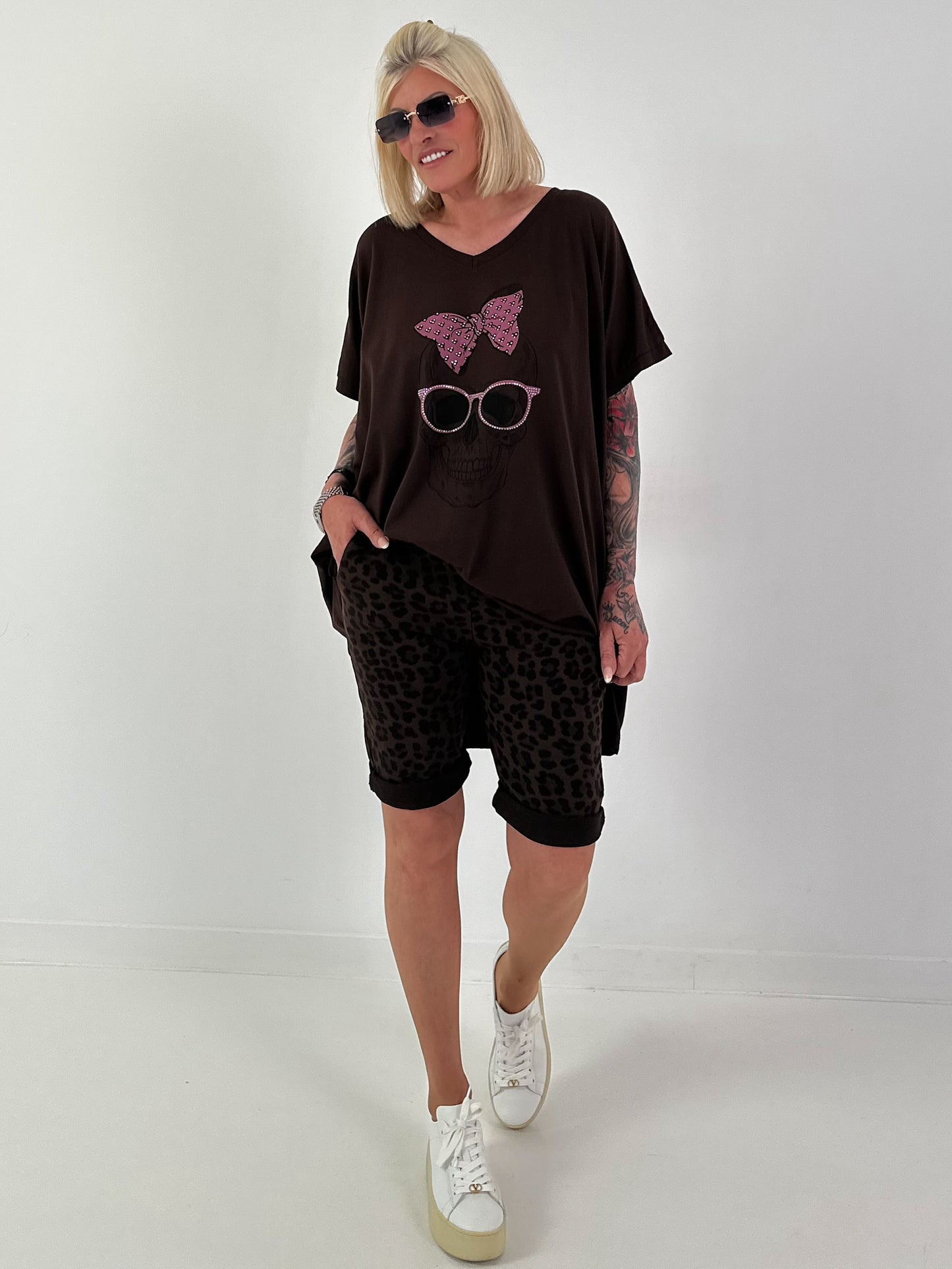 Oversized Shirt Skull - schoko