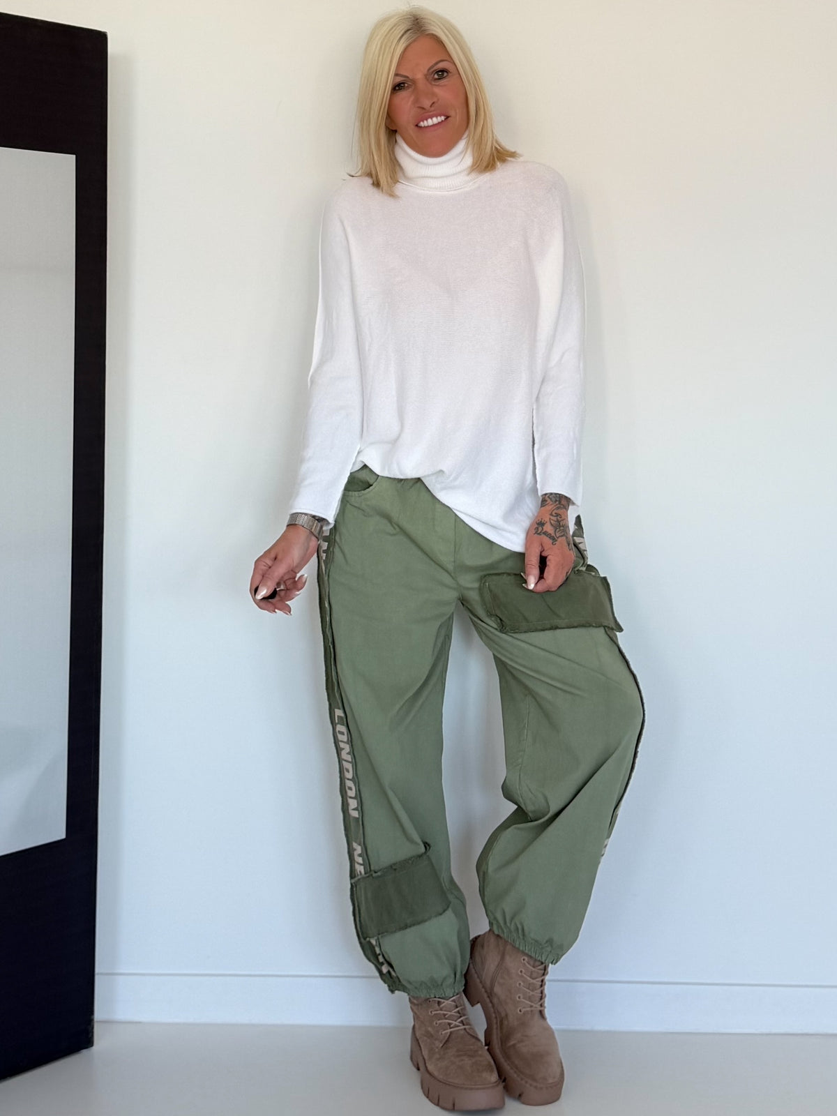 Basic Rollkragenpullover - weiss