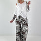 Balloon Linen Trousers with Fringe Details - taupe