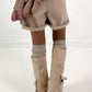 Leather-look shorts, model "Velvet Shine" - beige