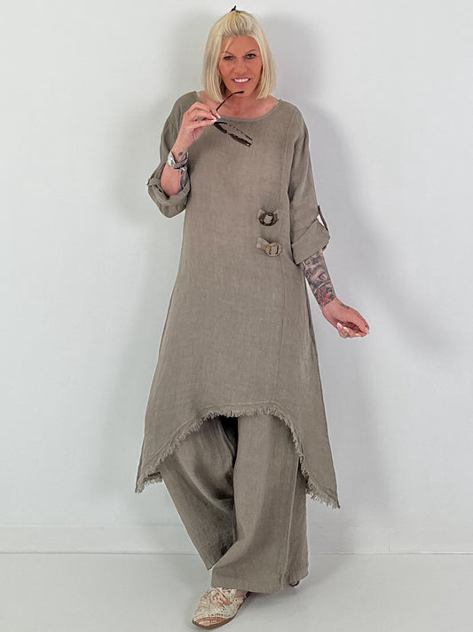 Two-piece linen set - taupe