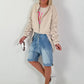 Bomber jacket with ruched sleeves - beige