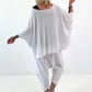 Poncho Shirt mit Schriftzug - weiss