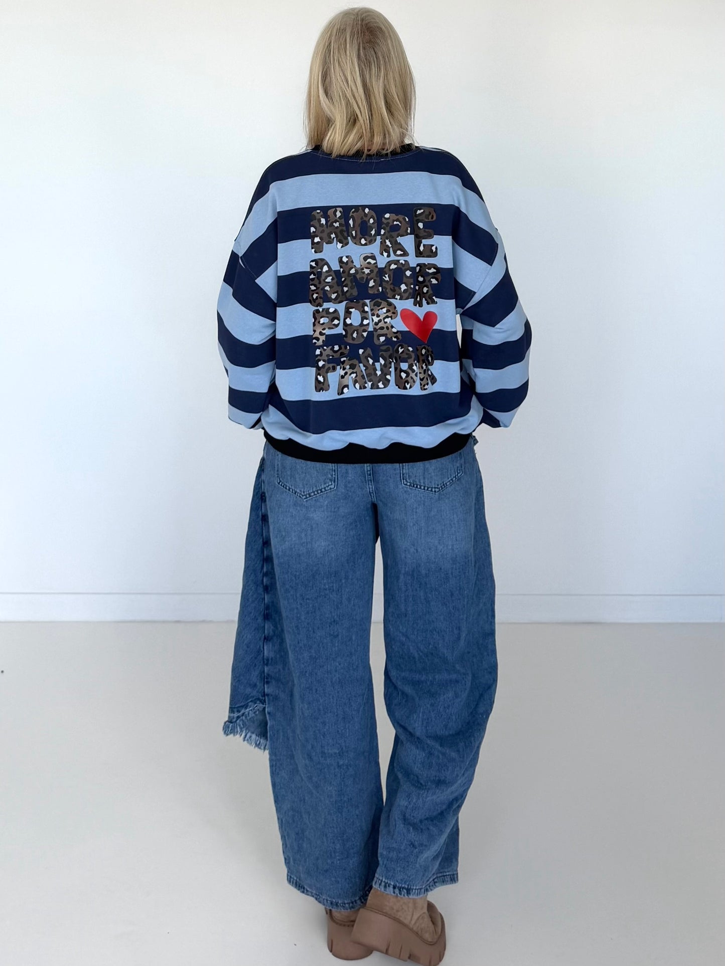 Sweater mit Blockstreifen More Amor - hellblau-marine
