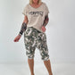 T-Shirt in edlem Materialmix - beige