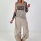 Balloon Linen Trousers with Fringe Detail - Beige