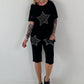 Sweat Shorts Leo with Studs - Black and White