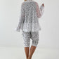 Jeansjacke mit Leo und floralem Netzeinsatz - weiss