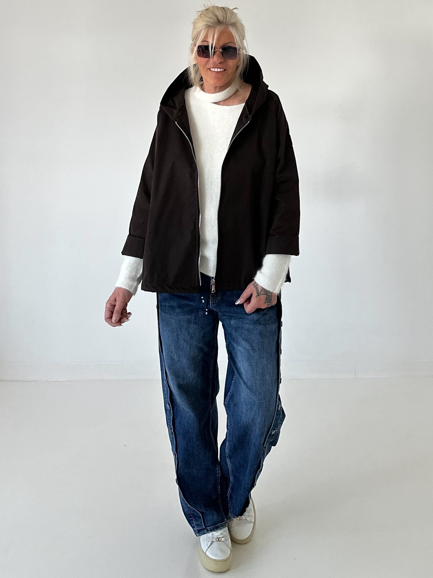 Lightweight hooded jacket - mocha