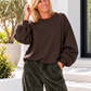 Balloon sweater with ruched sleeves - mocha