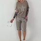 Sweat Short mit Häkelstern und  Nieten - taupe