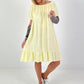 Kleid mit kurzen Ärmeln und Volant - gelb