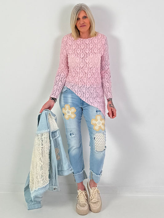 Asymmetrisches Shirt - rosa