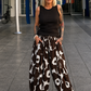 Leichte Pumphose mit floralem Print  - mokka - weiss
