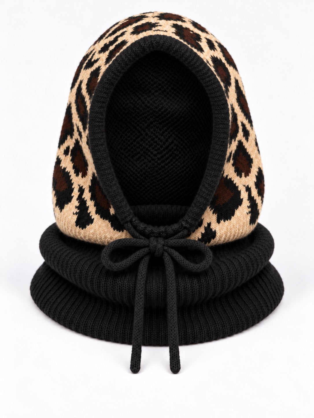 Strick Balaclava - schwarz-leo-mehrfarbig