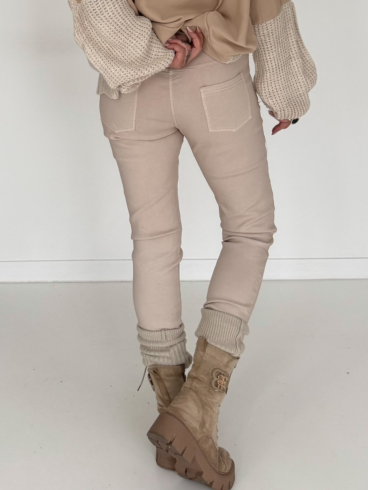 Hose mit elastischem Bündchen - beige