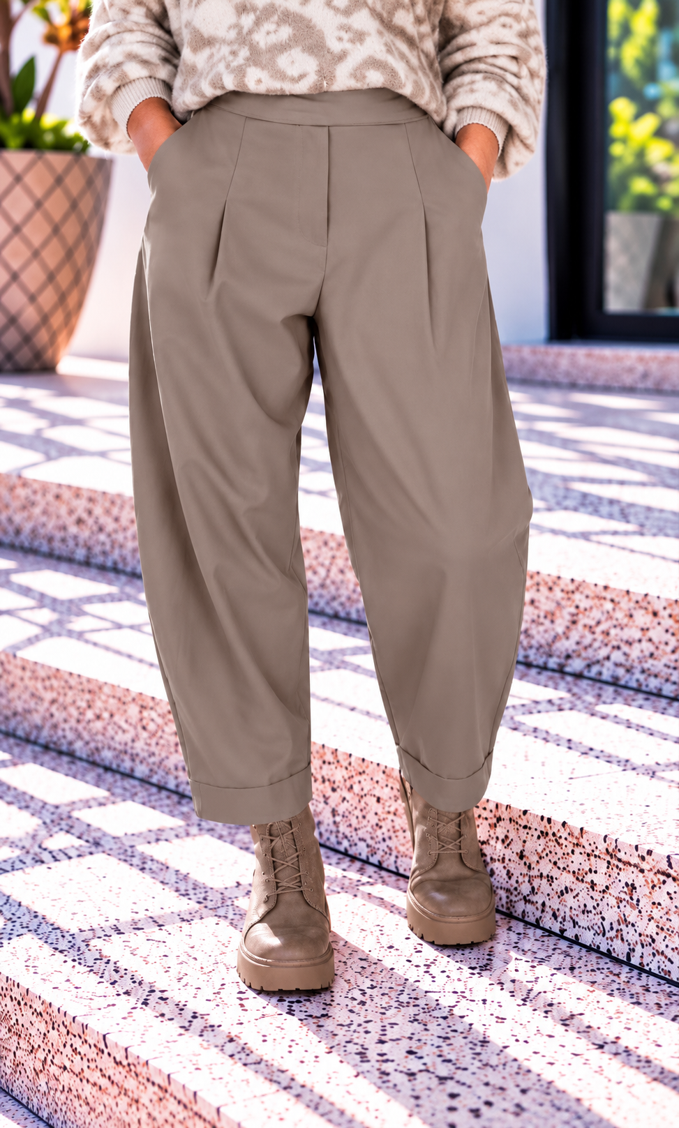 Lässige Ballonhose - taupe