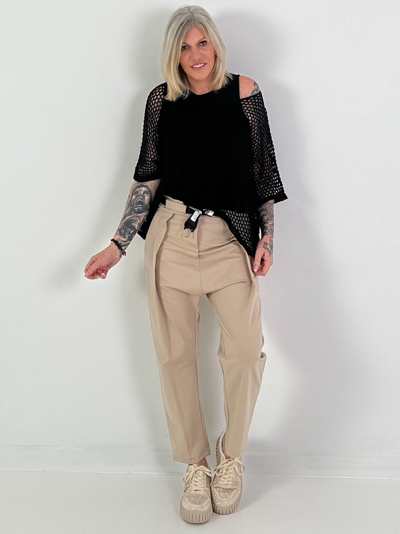 Gehaakt shirt - zwart