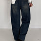 Jeans mit Leo-Print und Jeans-Latz - denim