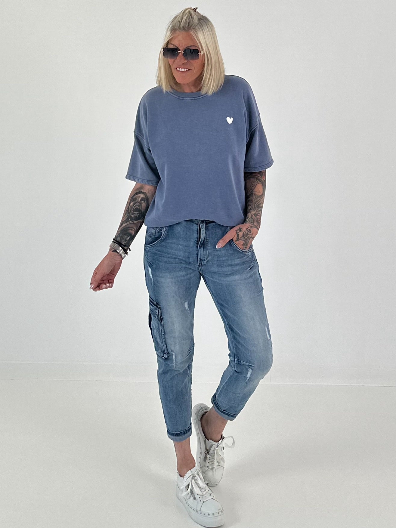 Sweater stone washed  - blau