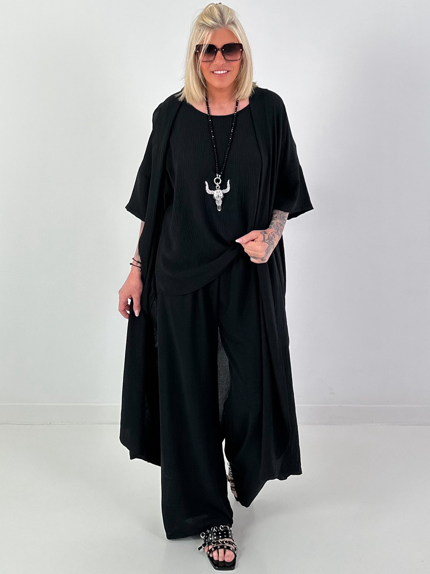 Light Long Coat - Black