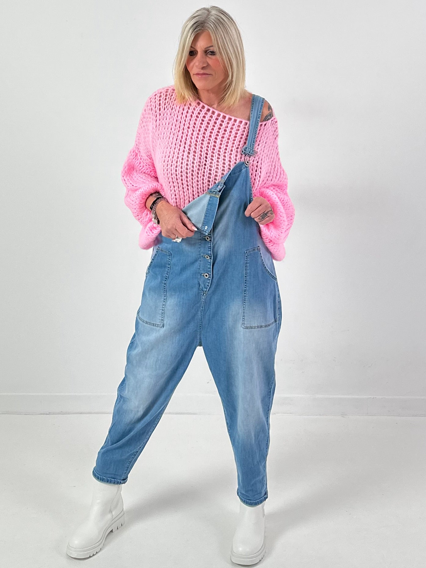 Grof gebreide trui model "Balloon Bubble" - roze