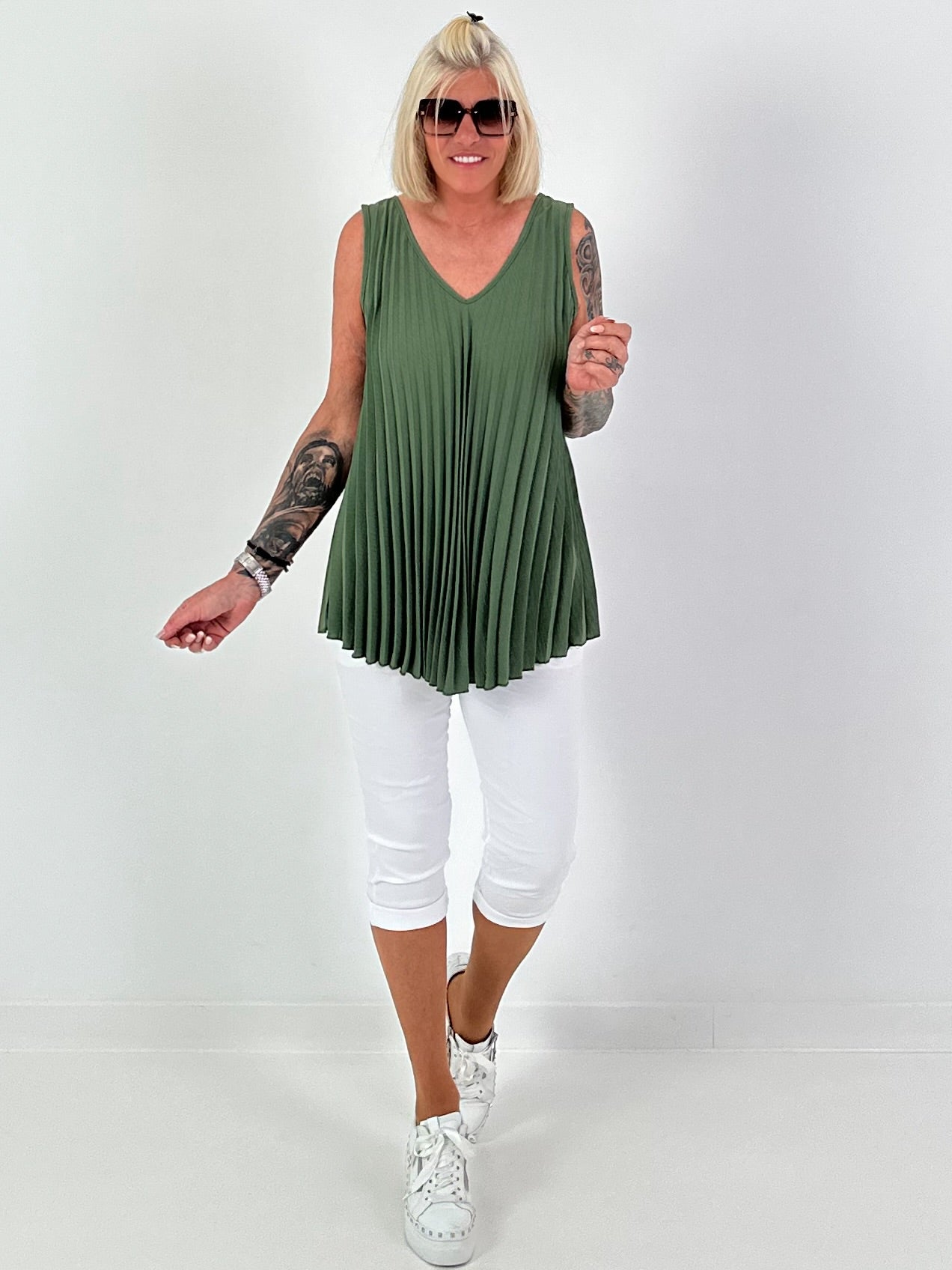 Pleated Top - khaki