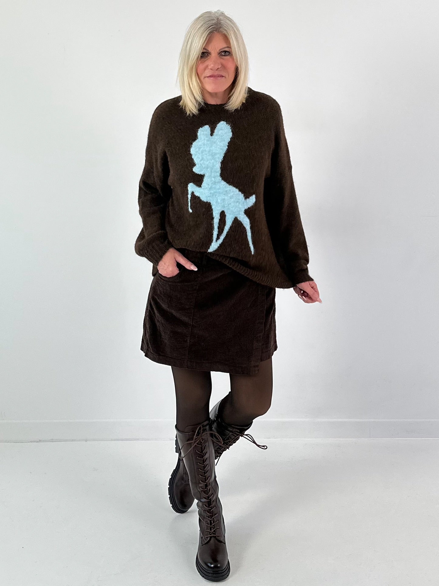 Sweater model "Nala" - coffee-ice blue