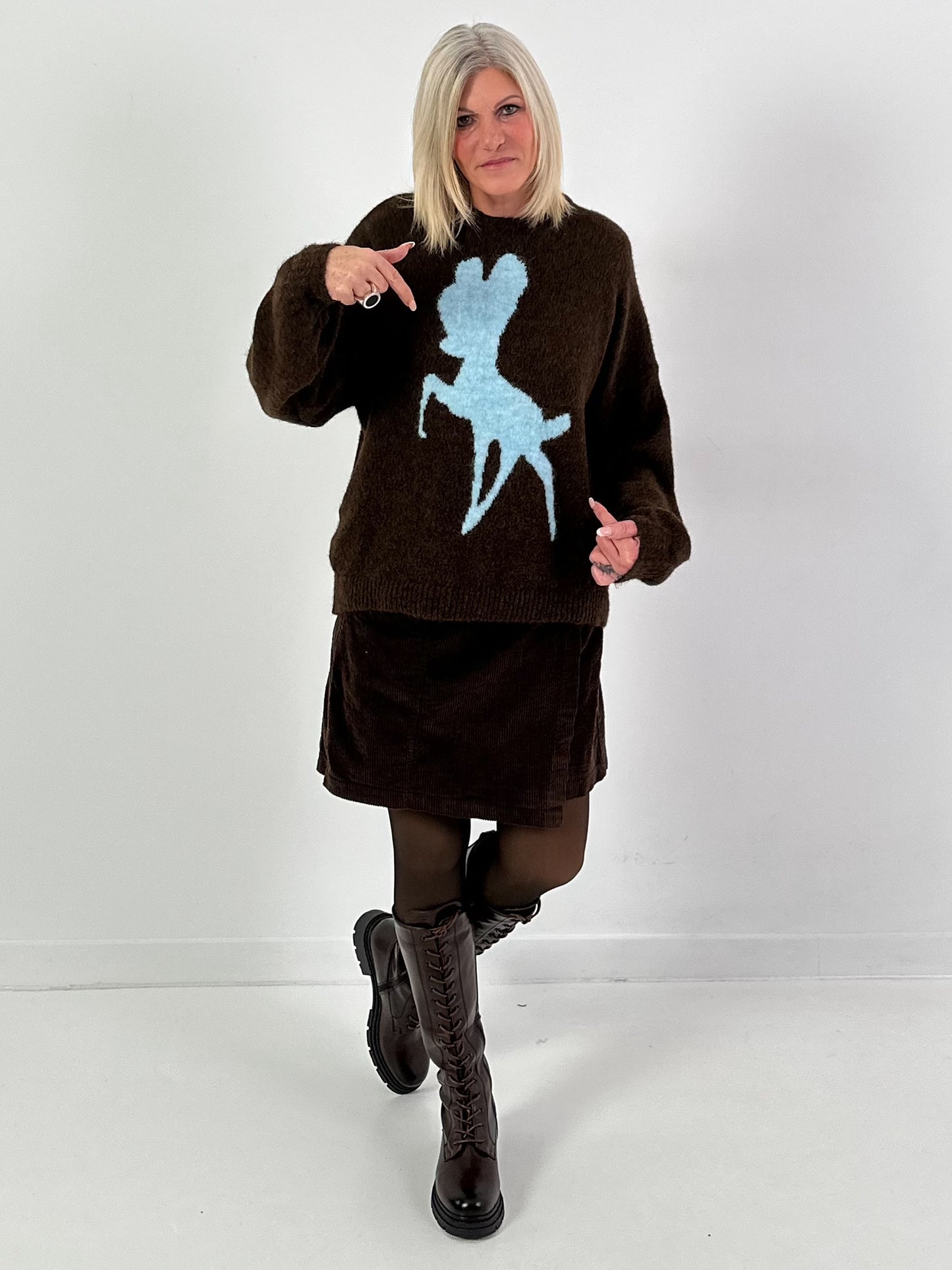 Sweater model "Nala" - coffee-ice blue