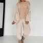 Sweater with knitted inserts - beige