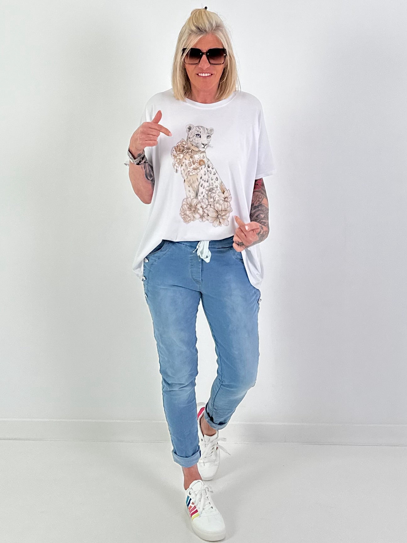 T-Shirt Leopard - white