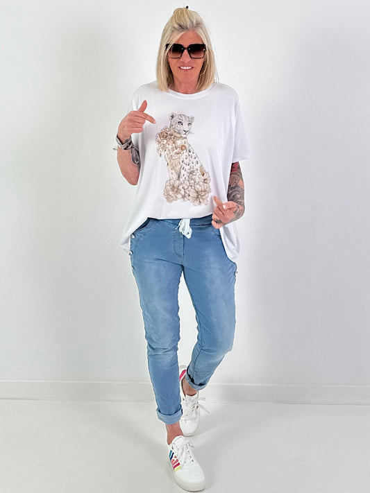 T-Shirt Leopard - weiss