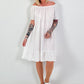 Dress with short sleeves and flounce - white