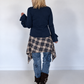 Waist Wrap im Karomuster - marine-mehrfarbig