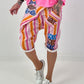 Short baggy shorts with overlap - beige