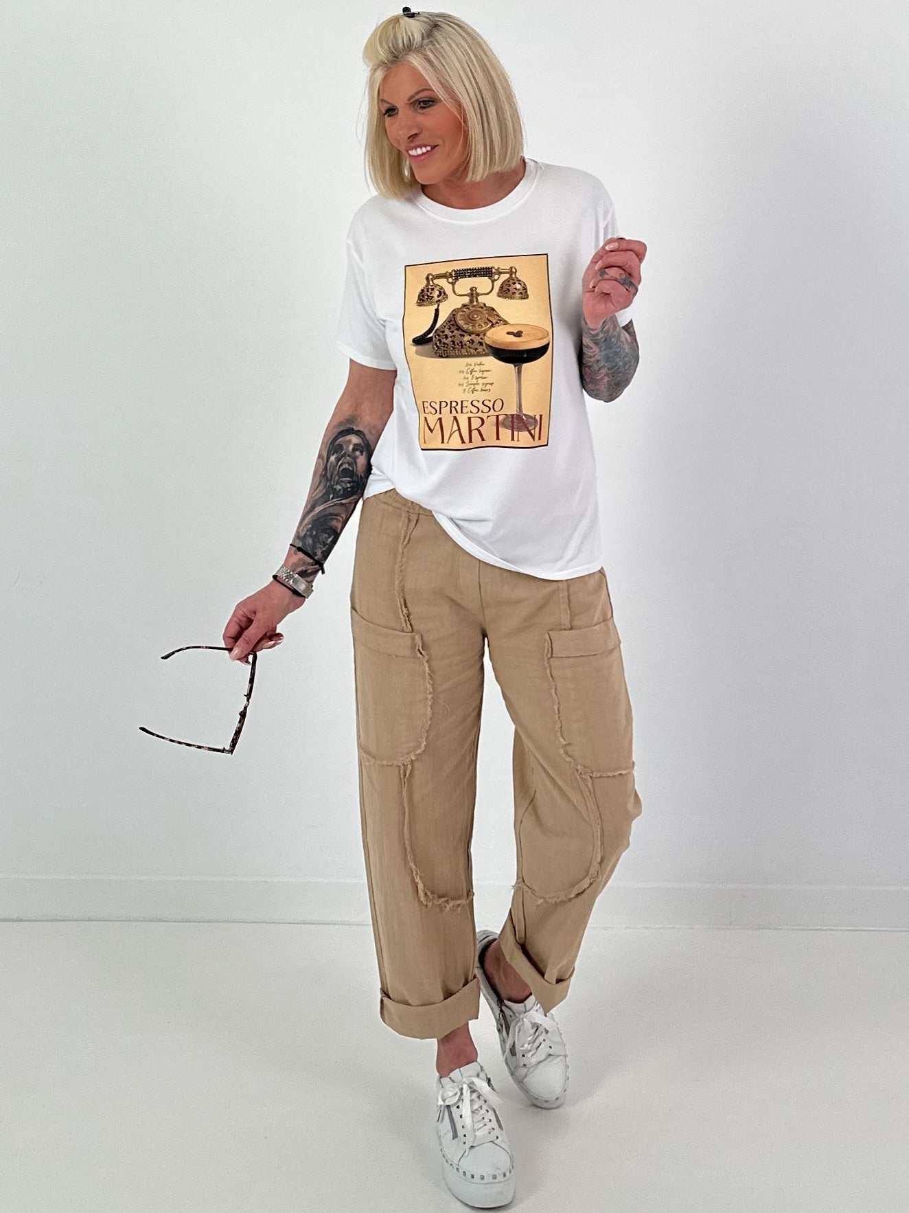 T-Shirt Espresso - white