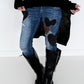 Jeans mit Herz-Patches - denim