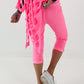 Capri Hose mit Bindeband - neonpink