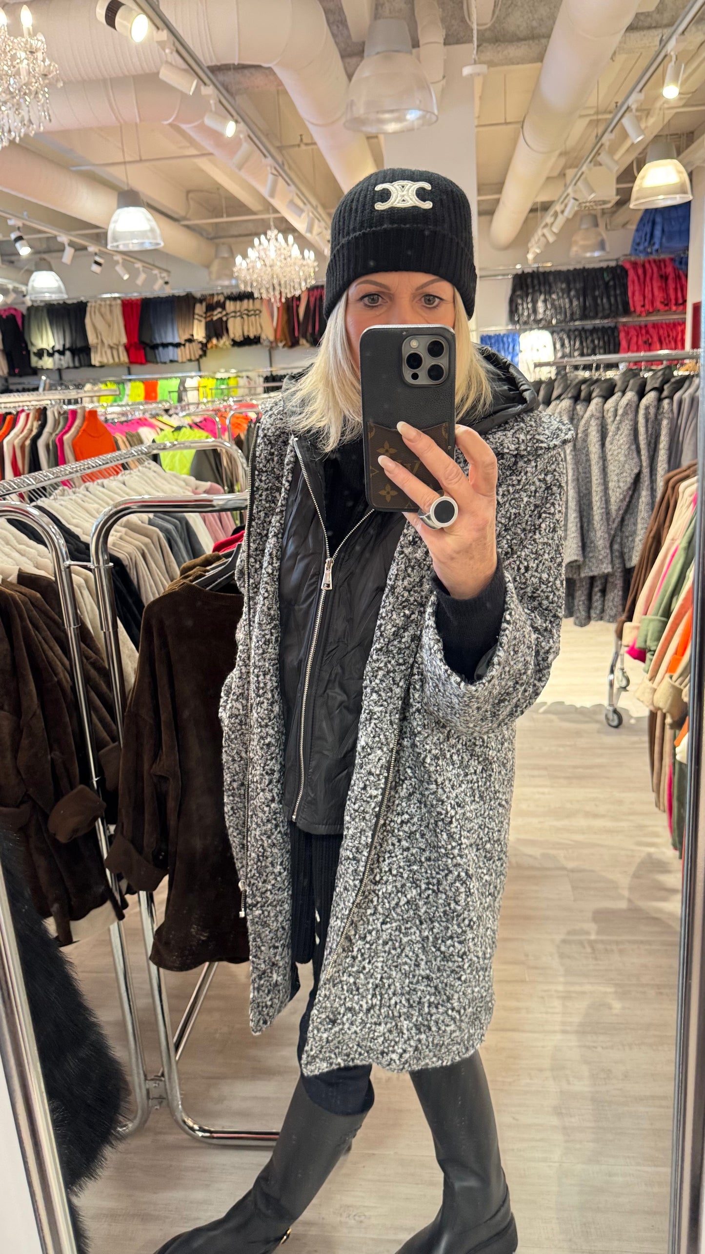 Jas met inzetstuk, model "Street Royale" - peper en zout