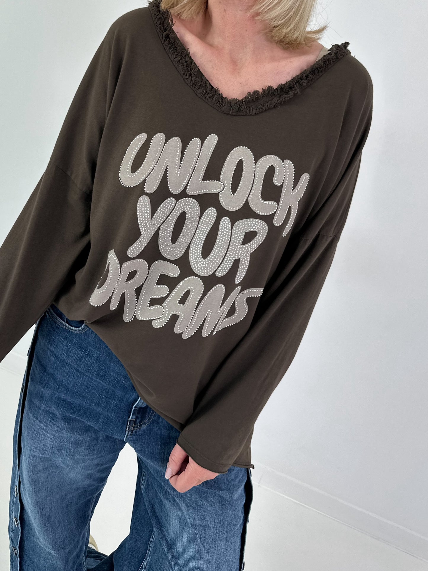 Oversized Shirt Unlock Your Dreams - mocha