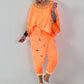 Poncho Shirt mit Leo Print - neonorange