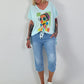 Oversized T-shirt with front print - mint