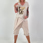Love T-shirt with leopard and sequin details - beige