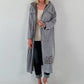 Hooded coat with print - gray