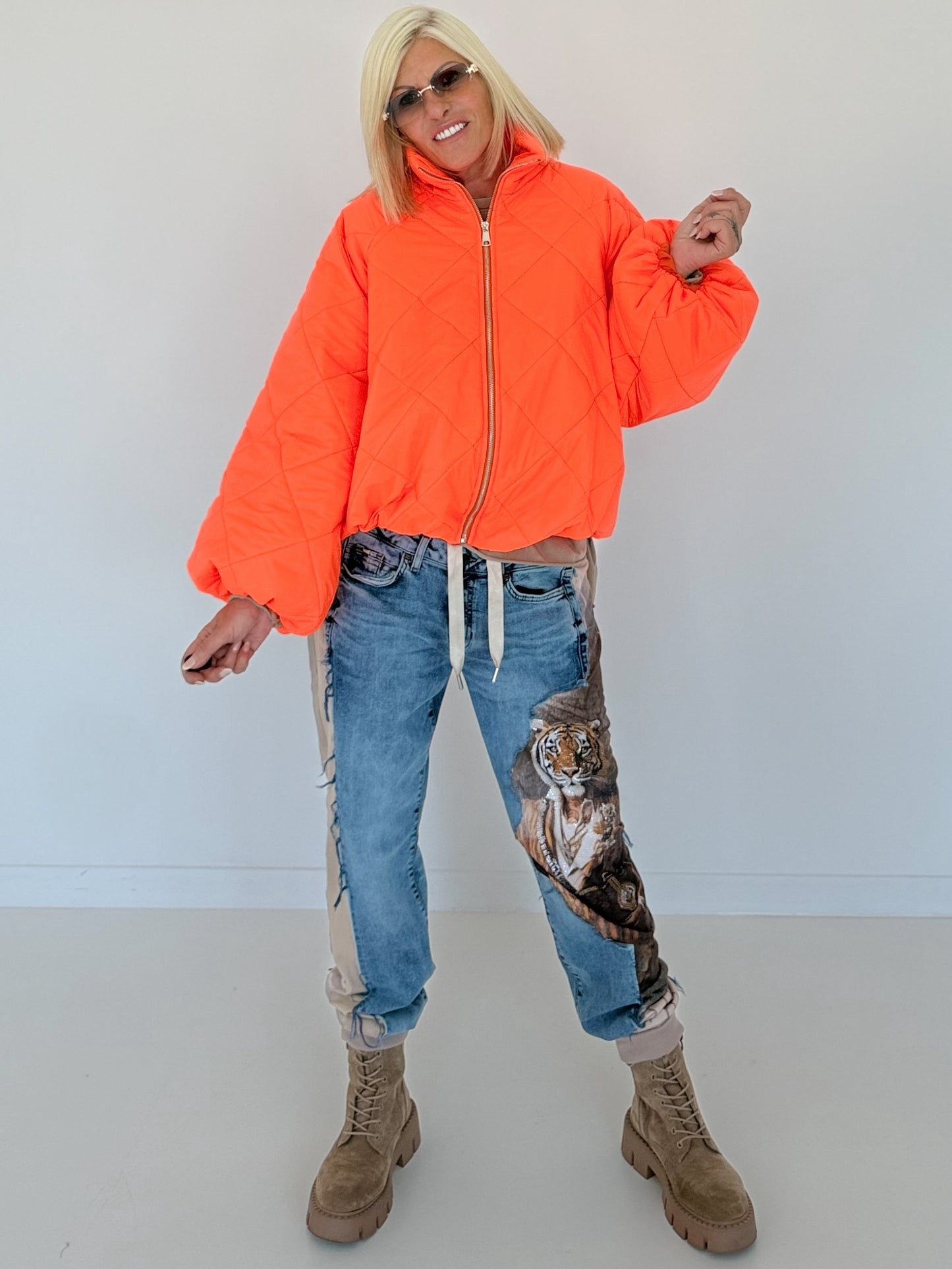 Jacke mit Puffärmelchen - neonorange