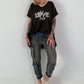 T-Shirt mit Strassdetail - mokka