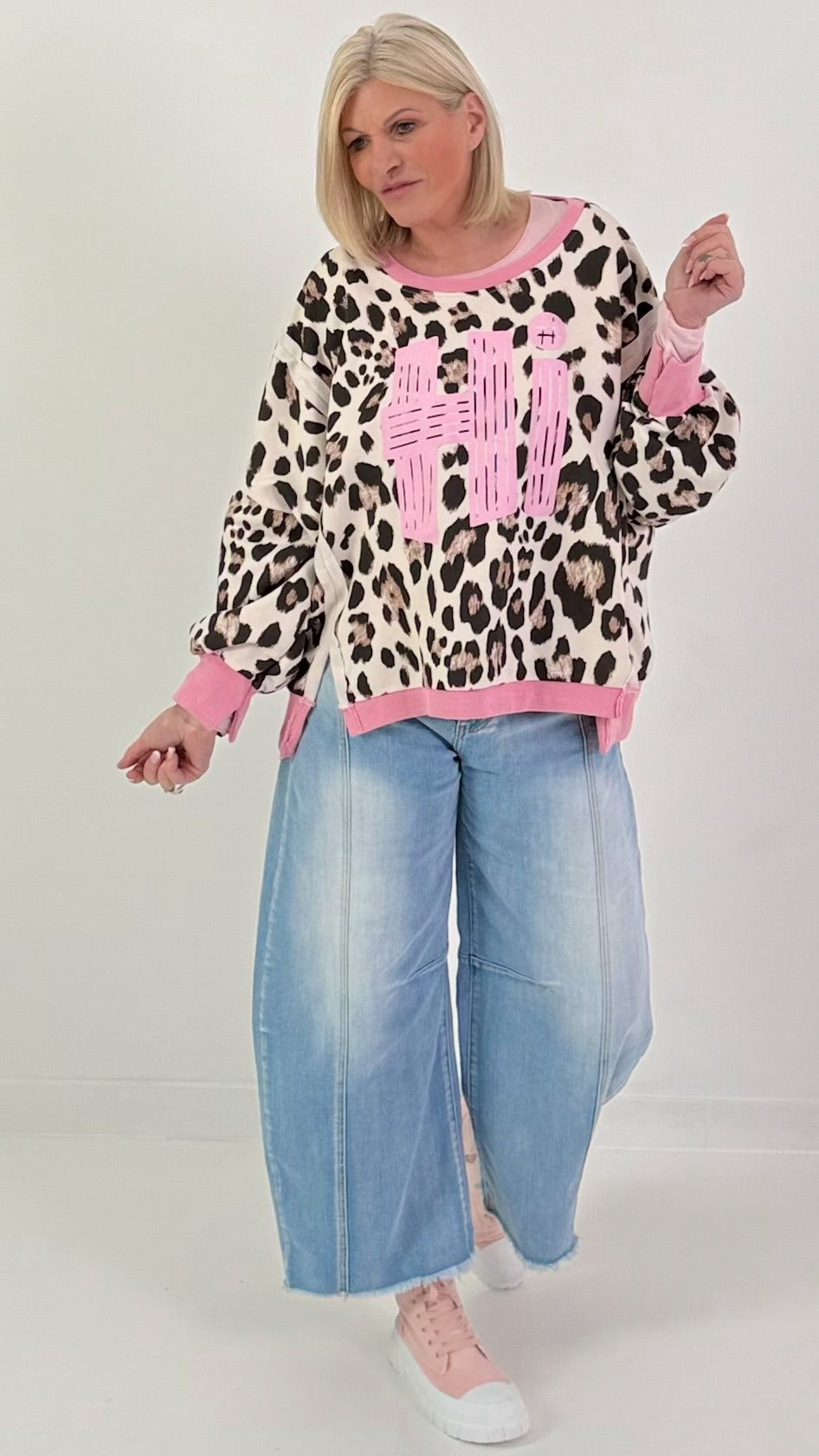 Oversized trui Leo Hi - beige-roze