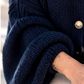 Kuschelige Oversized Strickjacke mit Außennähten - marine